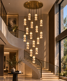 16 LED DOUBLE HEIGHT ONYX STAIR CHANDELIER