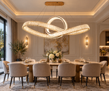 Crystal Curvy Metal Glass Modern LED Chandelier 1200 MM