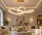 Crystal Curvy Metal Glass Modern LED Chandelier 1200 MM