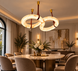 Infinity Faux Marble Leather Strap LED Light Chandelier Lighting