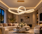 Crystal Curvy Metal Glass Modern LED Chandelier 1200 MM