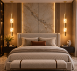Led Brushed Gold Metal Stone Hanging Pendant Ceiling Light