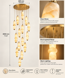 18 LED DOUBLE HEIGHT ONYX STAIR CHANDELIER