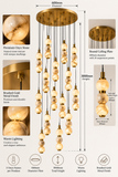 16 LED DOUBLE HEIGHT ONYX STAIR CHANDELIER