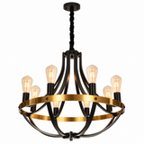 8 Light Black Matt Gold Italian Chandelier Light for Dining Hall