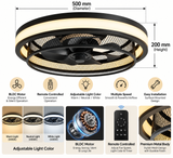 500 MM Black Metal Cage Low Ceiling Light with Fan