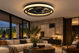 500 MM Black Metal Cage Low Ceiling Light with Fan