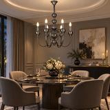 6 Light Gunmetal Italian Chandelier Light for Dining Hall