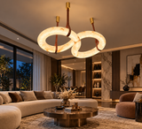 Infinity Faux Marble Leather Strap LED Light Chandelier Lighting