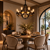8 Light Black Matt Gold Italian Chandelier Light for Dining Hall