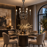 6 Light Gunmetal Italian Chandelier Light for Dining Hall