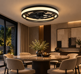 500 MM Black Metal Cage Low Ceiling Light with Fan