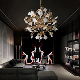 White Gold Ceramic Chandelier for Living Dining Room Light- Warm White