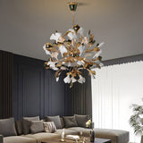 White Gold Ceramic Chandelier for Living Dining Room Light- Warm White