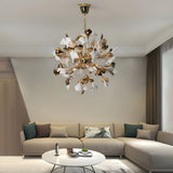 White Gold Ceramic Chandelier for Living Dining Room Light- Warm White