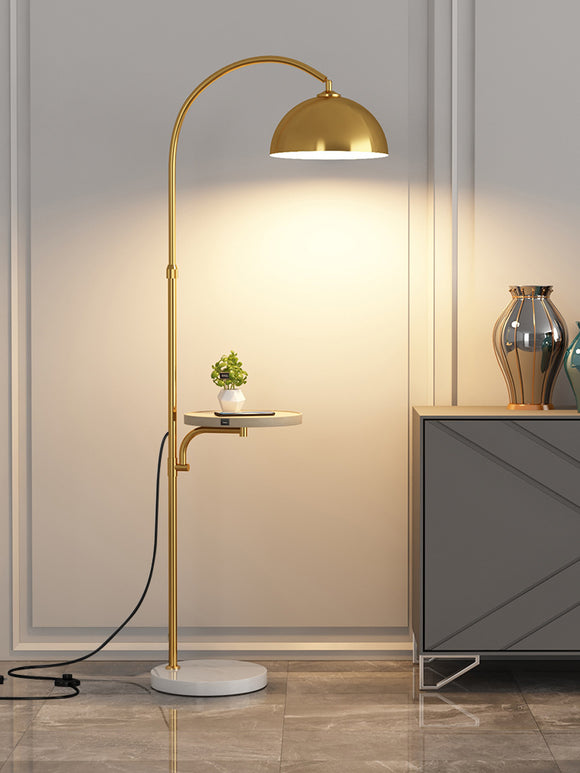 Gold Metal Floor lamp with Table Living Room Standing lamp - Gold