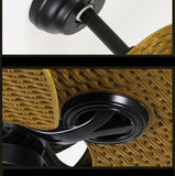 52 Inch Wind Beige Rattan Palm Leaf ceiling fan remote Controlled