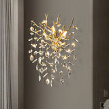 Glass Waterdrop Crystal Gold Metal Wall Light for Living Room