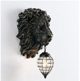 Lion Wall Lamp Art LED European Creative Wall Lamp Bedroom Bedside Lamp - Black - Ashish Electrical India
