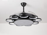 Invisible Black Rings Ceiling Fan Chandelier with Remote 4 Retractable ABS Blades - Warm White