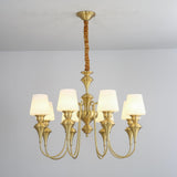 8 Light Frost Glass Brass Italian Chandelier Light for Dining Hall - Warm White