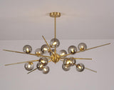 16 Light Gold Smoke Glass Chandelier Ceiling Lights Hanging Lamp - Warm White - Ashish Electrical India