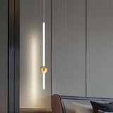 LED 1 Light Brass Gold Long Bedside Hanging Pendant Ceiling Lamp Light Fixture - Warm White - Ashish Electrical India