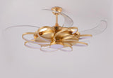 GOLDEN RINGS CEILING FAN CHANDELIER WITH REMOTE CONTROL 4 RETRACTABLE ABS BLADES - WARM WHITE