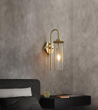 Gold Crackle Amber Glass Wall Light Modern Copper Metal Living Room Lighting Wall Light - Warm White