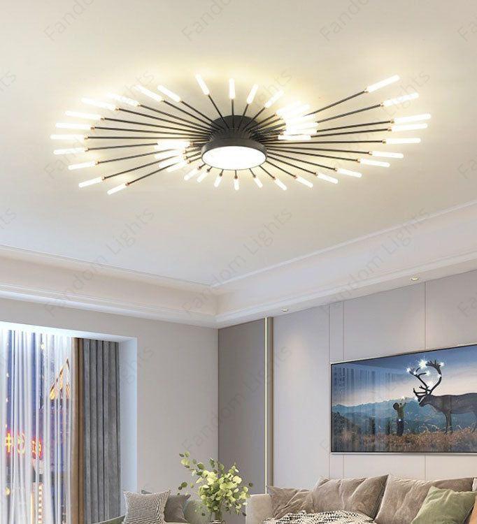 28 Light Black Body Acrylic LED Chandelier for Ultra Low Height