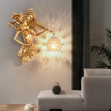 Violin Lady Wall Lamp Art LED European Creative Wall Lamp Bedroom Bedside Lamp - Gold
