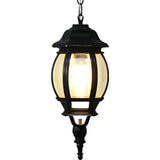 1-Light Black Vintage Gold Glass Outdoor Pendant Ceiling Light - Warm White - Ashish Electrical India