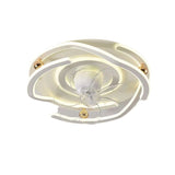 500 MM White Gold Low Ceiling Light with Fan LED Chandelier - Warm White