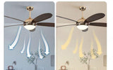 52 Inch 5 Blade Wind lamp Gold ceiling fan remote Controlled - Dark Wood