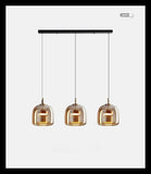 3 Led Light Amber Champagne Glass Pendant Ceiling Hanging Light - Warm White - Ashish Electrical India