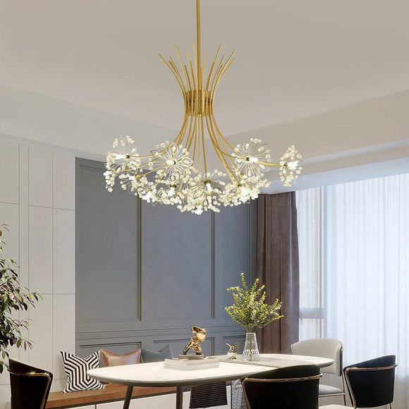 19 Light Gold Body Acrylic LED Chandelier Hanging for Living Room Lamp - Warm White