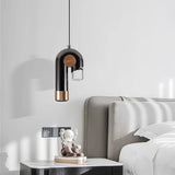 led Black Rose Gold Crystal Pendant Light Bedside Hanging Corner Light - Warm White