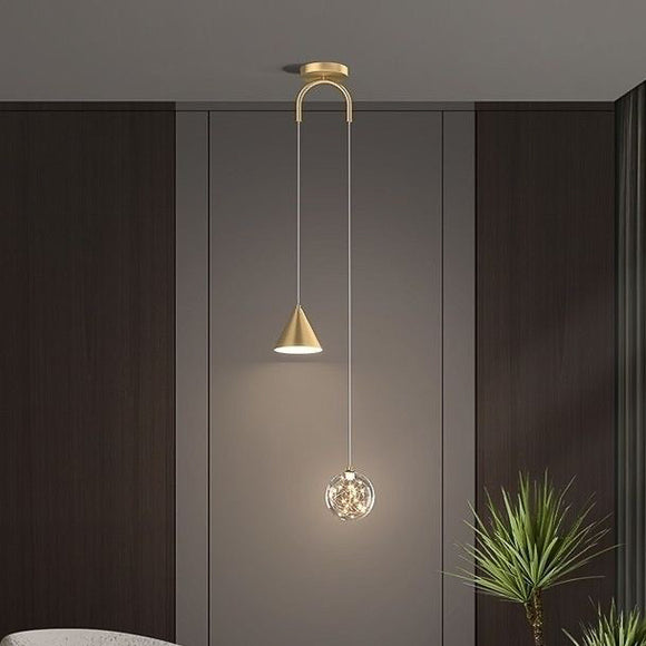 2 Light Modern LED Round Brass Gold Pendant Lamp - Warm White