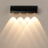 6 LED Outdoor Black Gold Wall Gate Lamp Up or Down Wall Light Waterproof (Warm White)