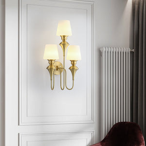 3 Light Gold Metal Wall Light for Living Room Drawing Room Bedroom - Warm White