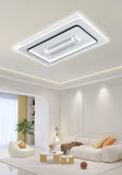 1100x700MM Rectangular Low Height Ceiling Light with Bladeless Fan LED Chandelier - Warm White