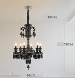 8 LIGHT Black GLASS ITALIAN CHANDELIER LIGHT FOR DINING HALL - WARM WHITE