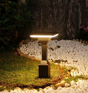 Led Modern Pillar Light Black Gate Lamp E27 Lantern Post - Warm White