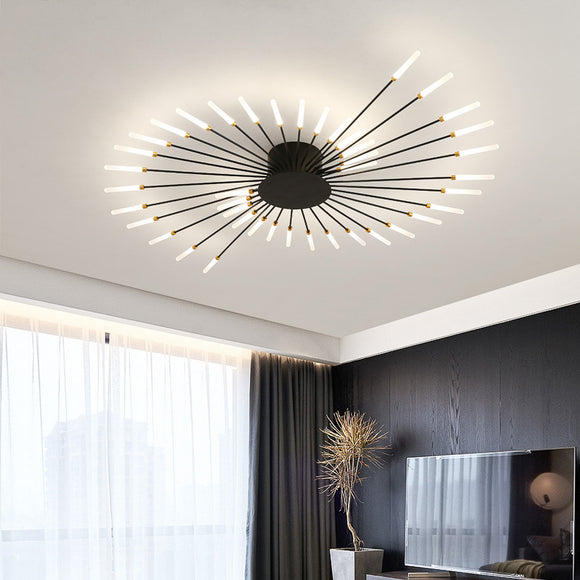 28 light Black Body Acrylic LED Chandelier Ring for Low Height Living Room - Warm White