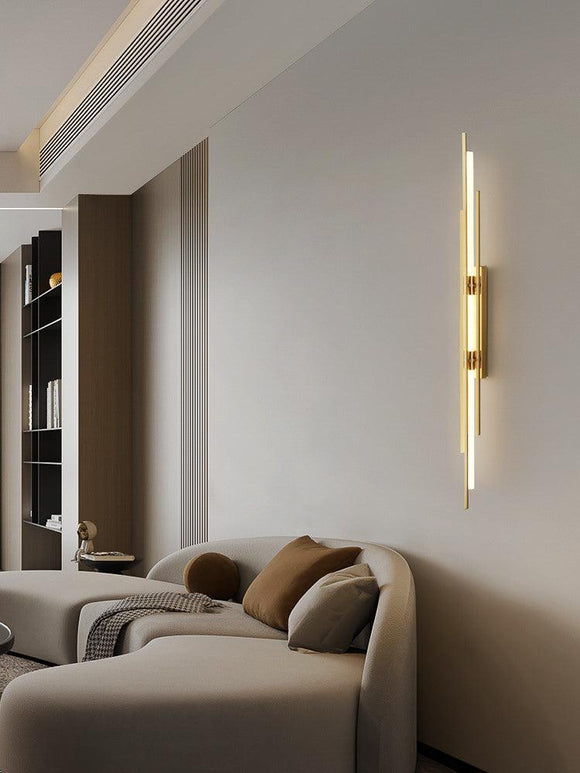 600 MM LED Stainless Steel Electroplated Gold Long Sleek Tube Wall Light - Warm White - Ashish Electrical India
