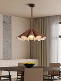 TAN LEATHER BELT CHANDELIER HANGING LAMP