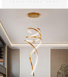 1500MM LONG Curvy Rose Gold Modern DOUBLE HEIGHT DUPLEX CHANDELIER - WARM WHITE - Ashish Electrical India