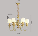 6 Light Frost Glass Brass Italian Chandelier Light for Dining Hall - Warm White