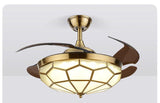 Vintage Ceiling Fan Chandelier Luxury Quiet Retractable Ceiling Fan Light LED Control-Remote - Warm White
