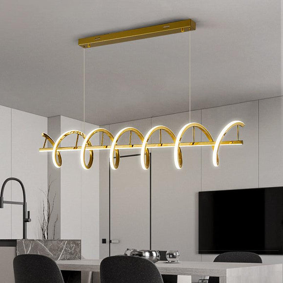 1000MM Glossy Gold LED Pendant Chandelier Twisty Curl Lights Dining Room Lamp - Warm White - Ashish Electrical India